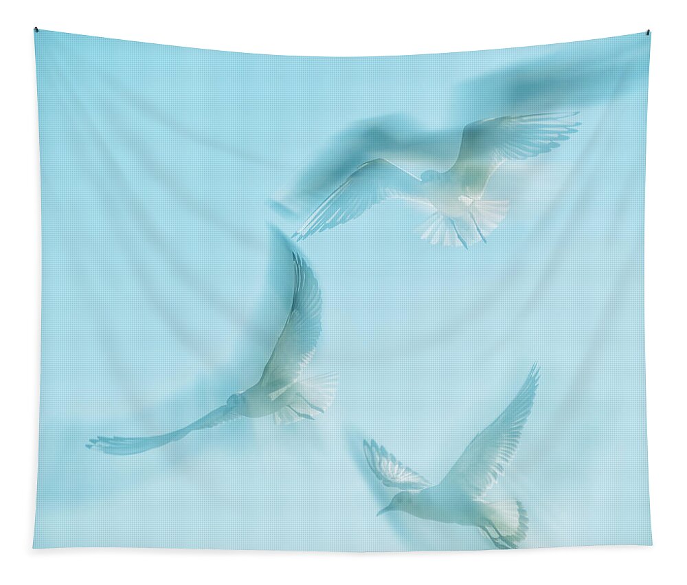 Air Tapestry featuring the photograph Seagulls by Stelios Kleanthous