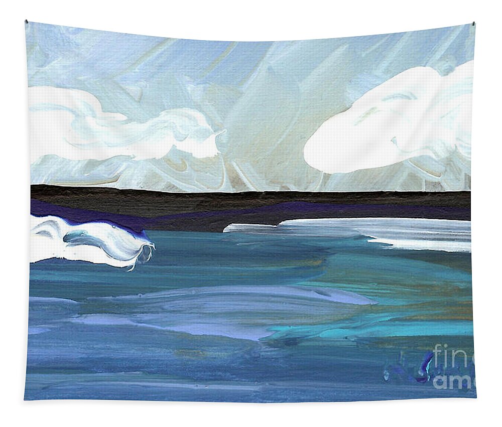 Seascape Tapestry featuring the painting Seascape 23 by Helena M Langley