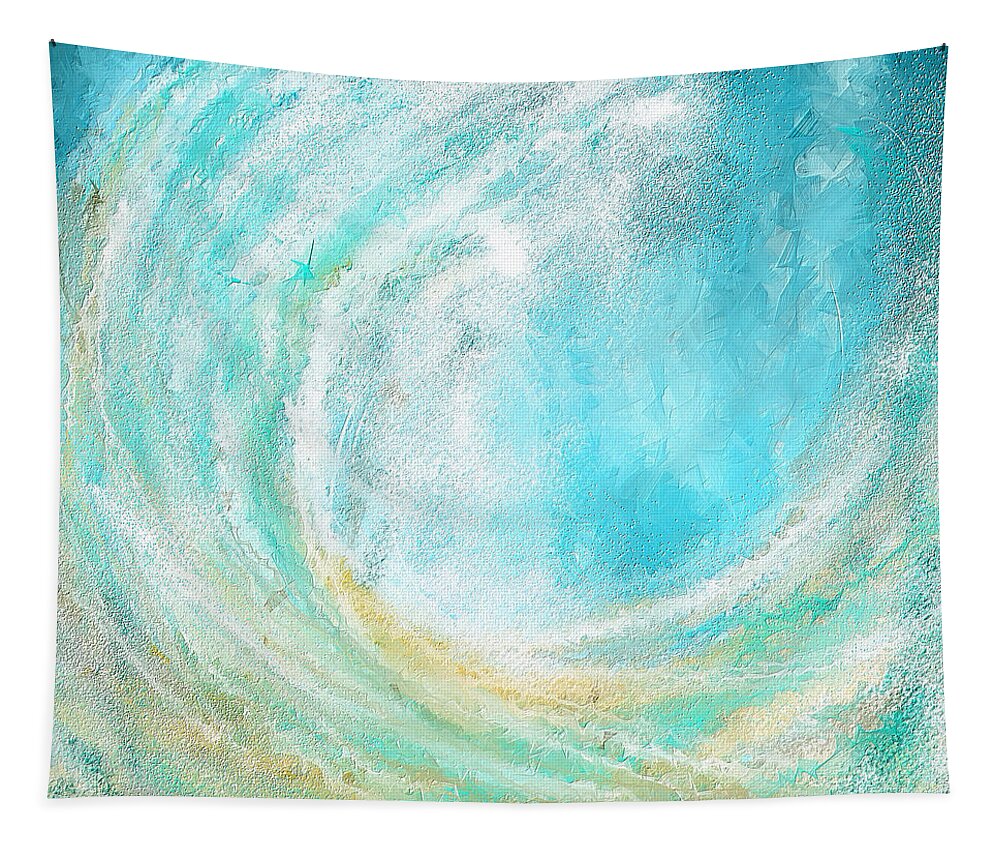 Seascapes Abstract Tapestry featuring the painting Seascapes Abstract Art - Mesmerized by Lourry Legarde