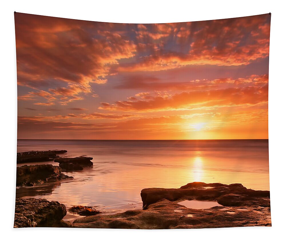 Sunset Tapestry featuring the photograph Seaside Reef Sunset 15 by Larry Marshall