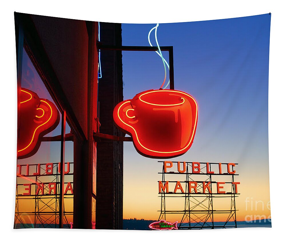 Seattle Tapestry featuring the photograph Seattle Coffee by Inge Johnsson