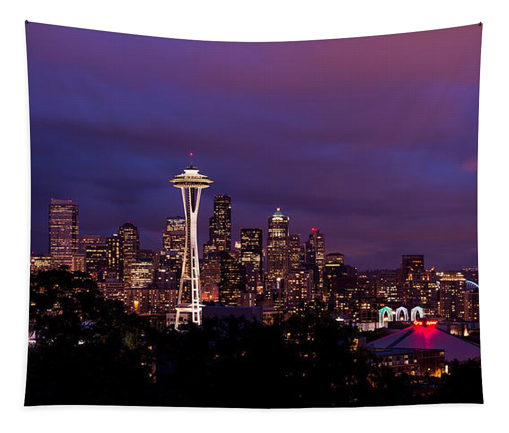Seattle Tapestry featuring the photograph Seattle Night by Chad Dutson