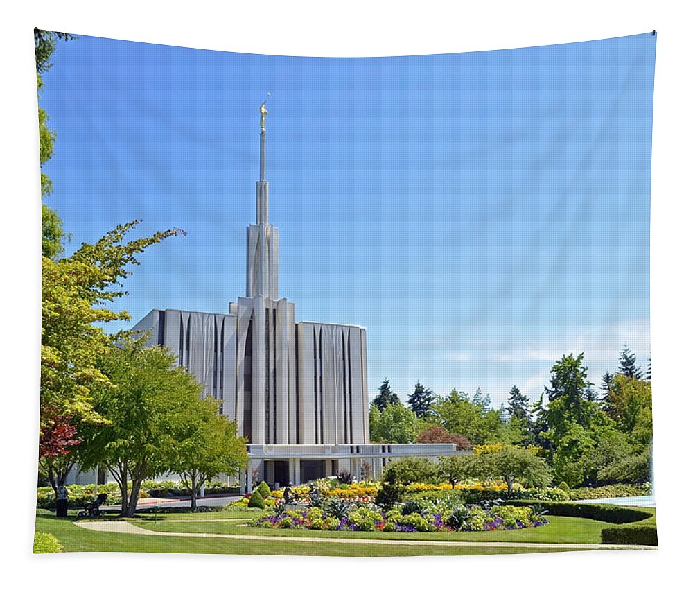 Seattle Tapestry featuring the photograph Seattle Temple - Horizontal by Shanna Hyatt