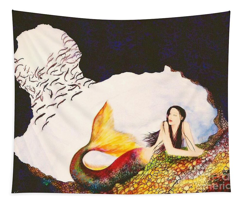 Ocean Tapestry featuring the painting Secret Hideaway by Frances Ku