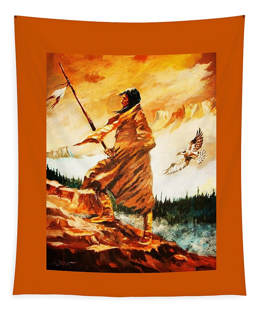 Westerns Tapestry featuring the painting Seeking Truth in the High Place by Al Brown