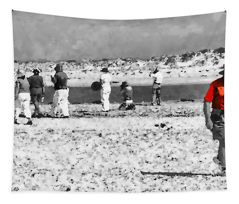 Digital Selective Color Photo Tapestry featuring the digital art Seen One Beach SC by Tim Richards