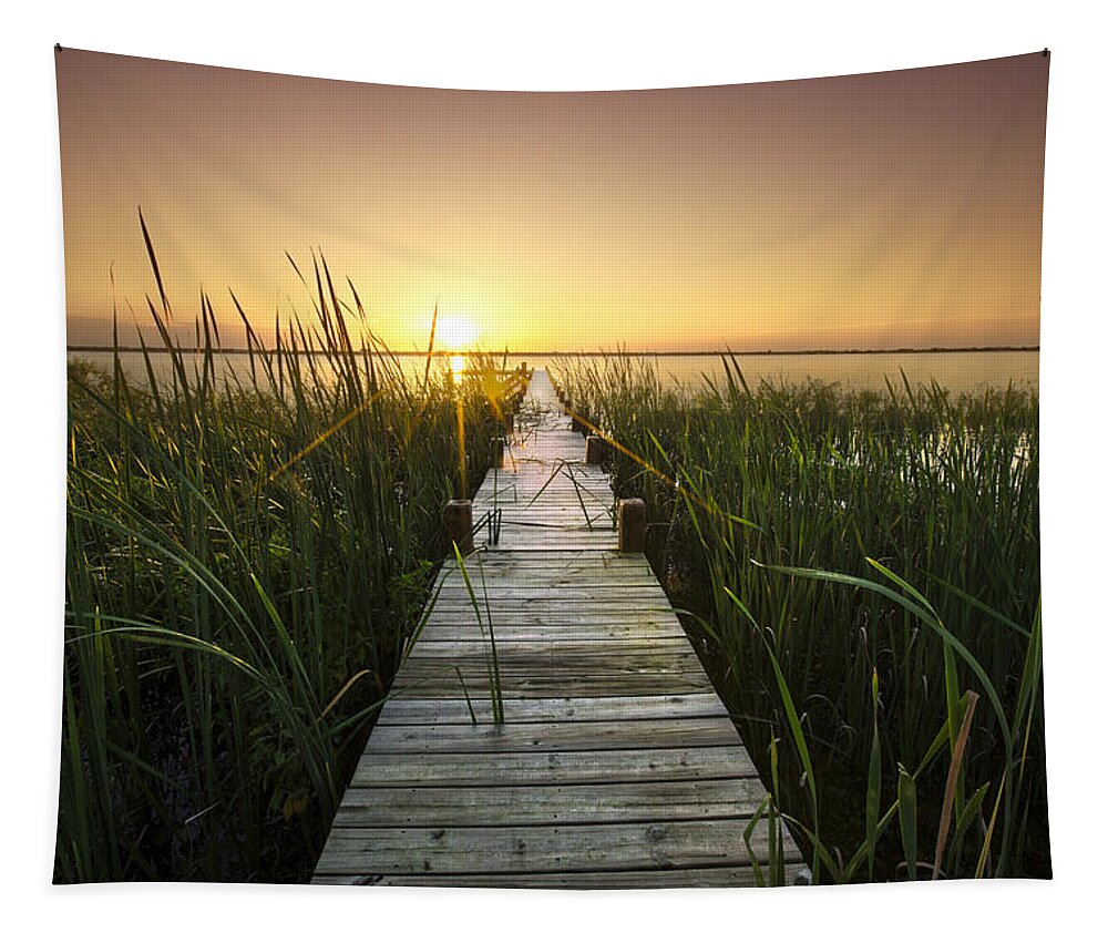Clouds Tapestry featuring the photograph Serenity at the Lake by Debra and Dave Vanderlaan