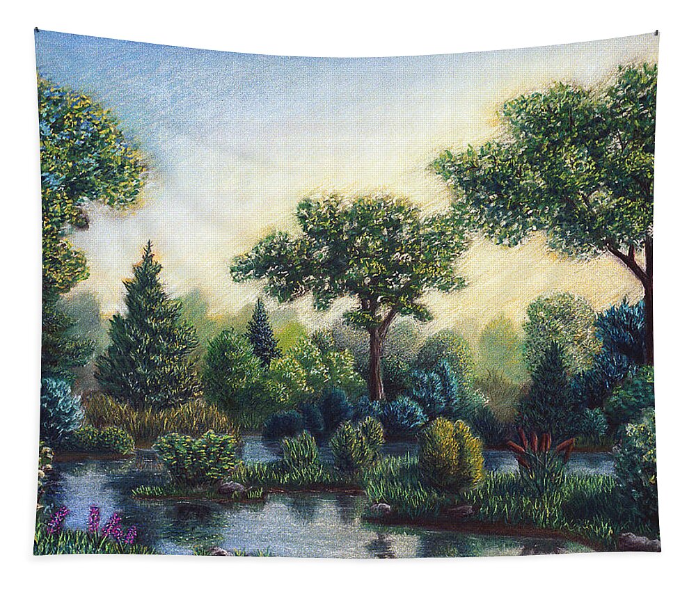 Serenity Tapestry featuring the pastel Serenity by Michael Heikkinen
