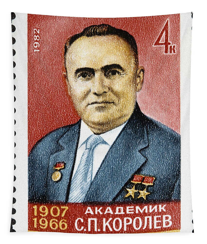 Korolev Tapestry featuring the photograph Sergei Korolev Stamp by GIPhotoStock