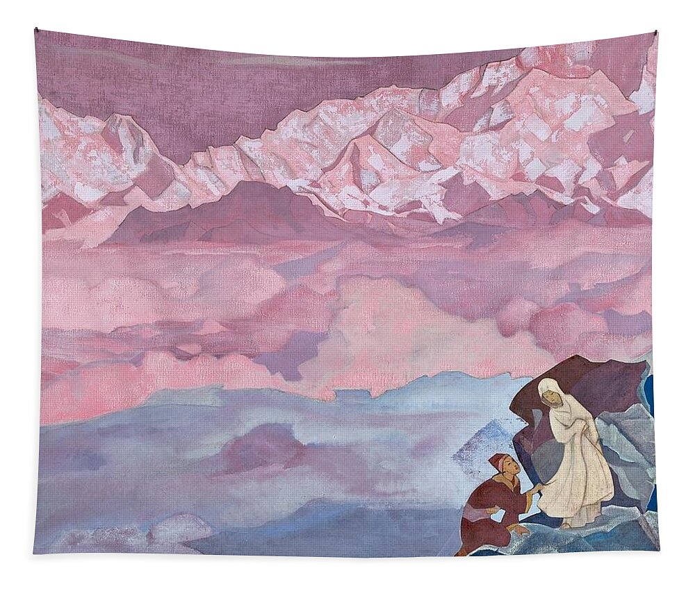 1943 Tapestry featuring the painting She who leads by Nicholas Roerich