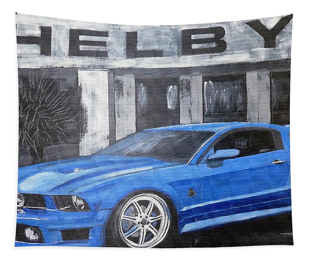 Shelby Tapestry featuring the painting Shelby Mustang by Richard Le Page