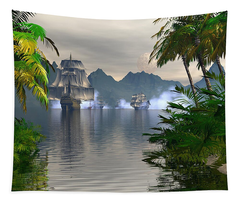 Bryce Tapestry featuring the digital art Shelter harbor longshot by Claude McCoy