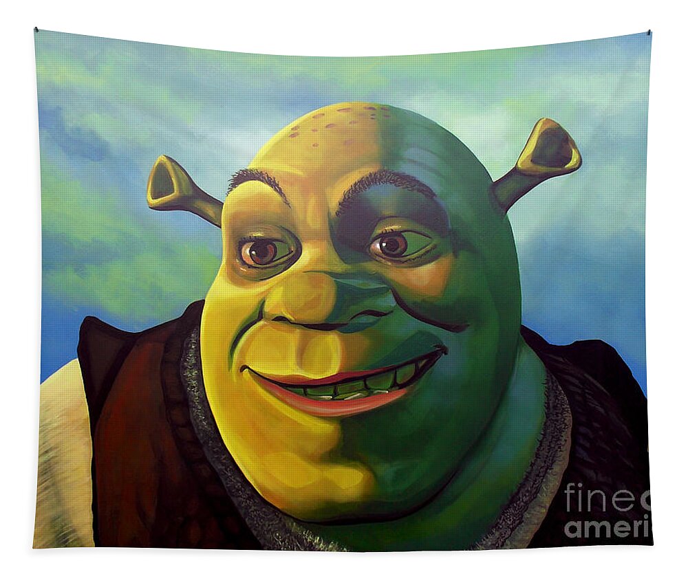 Shrek Tapestry featuring the painting Shrek by Paul Meijering