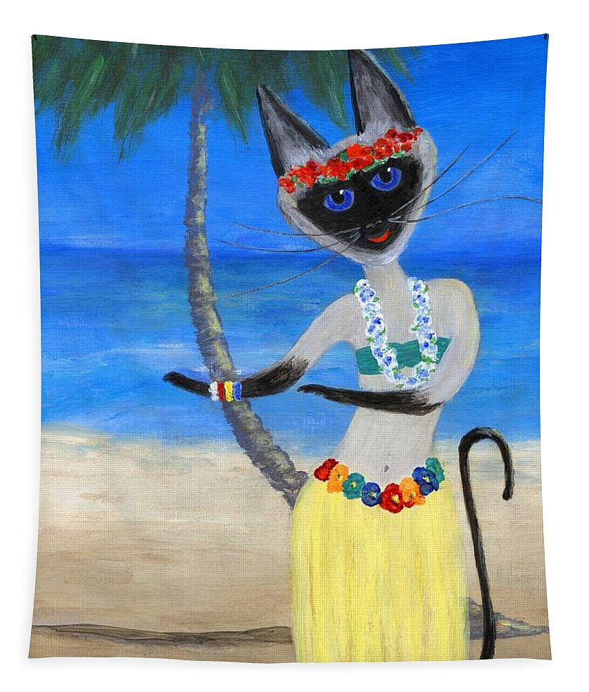 Siamese Tapestry featuring the painting Siamese Queen of Hawaii by Jamie Frier