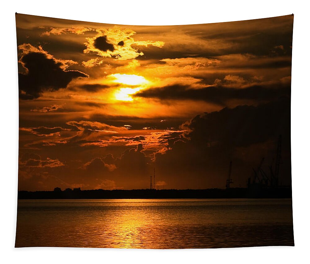 Sunset Tapestry featuring the photograph Silently Sleeping by Tammy Schneider