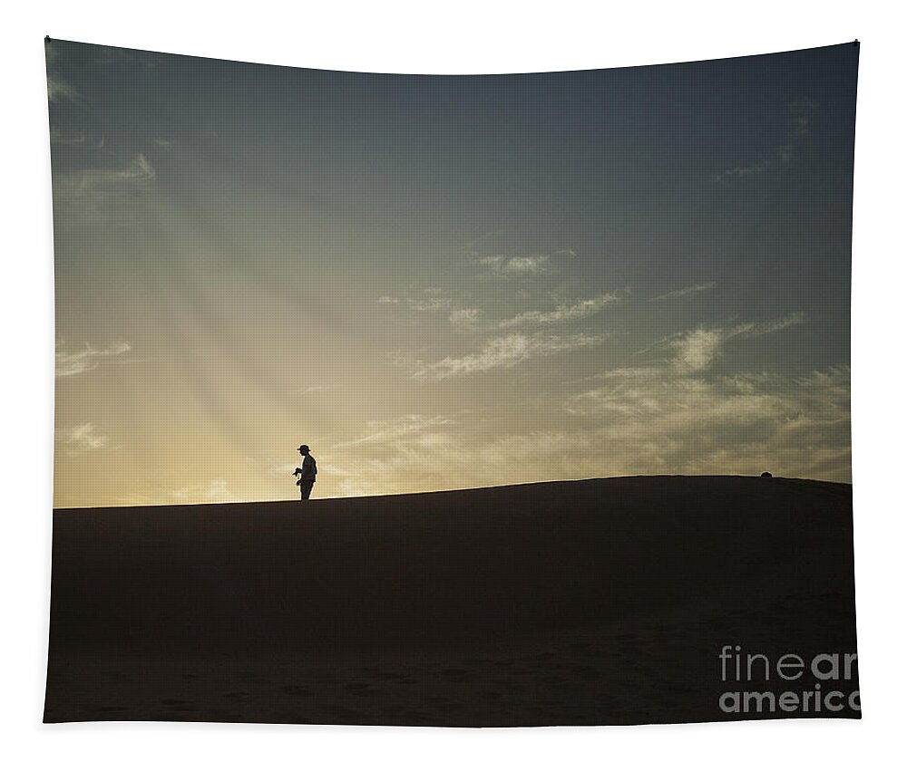 Sahara Tapestry featuring the photograph Silhouette in the Sahara by Patricia Hofmeester