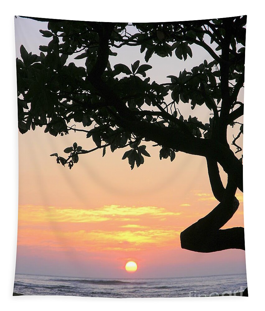 Kauai Sunrise Tapestry featuring the photograph Silhouette Sunrise by Mary Deal
