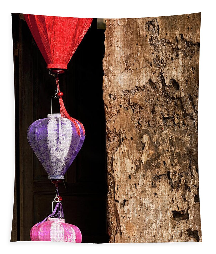 Vietnam Tapestry featuring the photograph Silk Lanterns 01 by Rick Piper Photography
