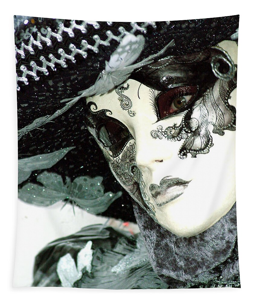 Costume Tapestry featuring the photograph Silver Lacy Eyes by Donna Corless
