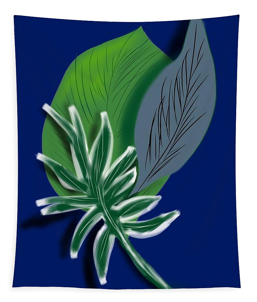 Botantical Tapestry featuring the digital art Silver Leaf and Fern I by Christine Fournier