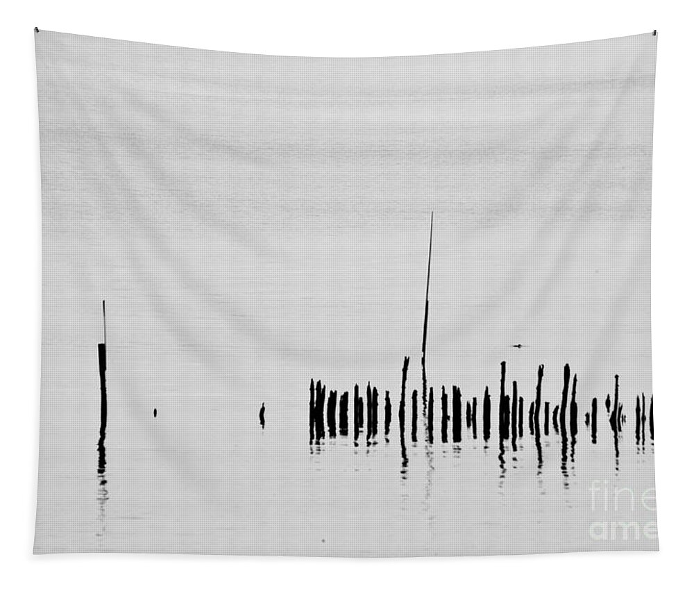 Heiko Tapestry featuring the photograph Silver Pond and Poles by Heiko Koehrer-Wagner