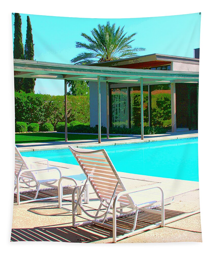 Sinatra House Tapestry featuring the photograph AROUND THE SINATRA POOL Palm Springs CA by William Dey