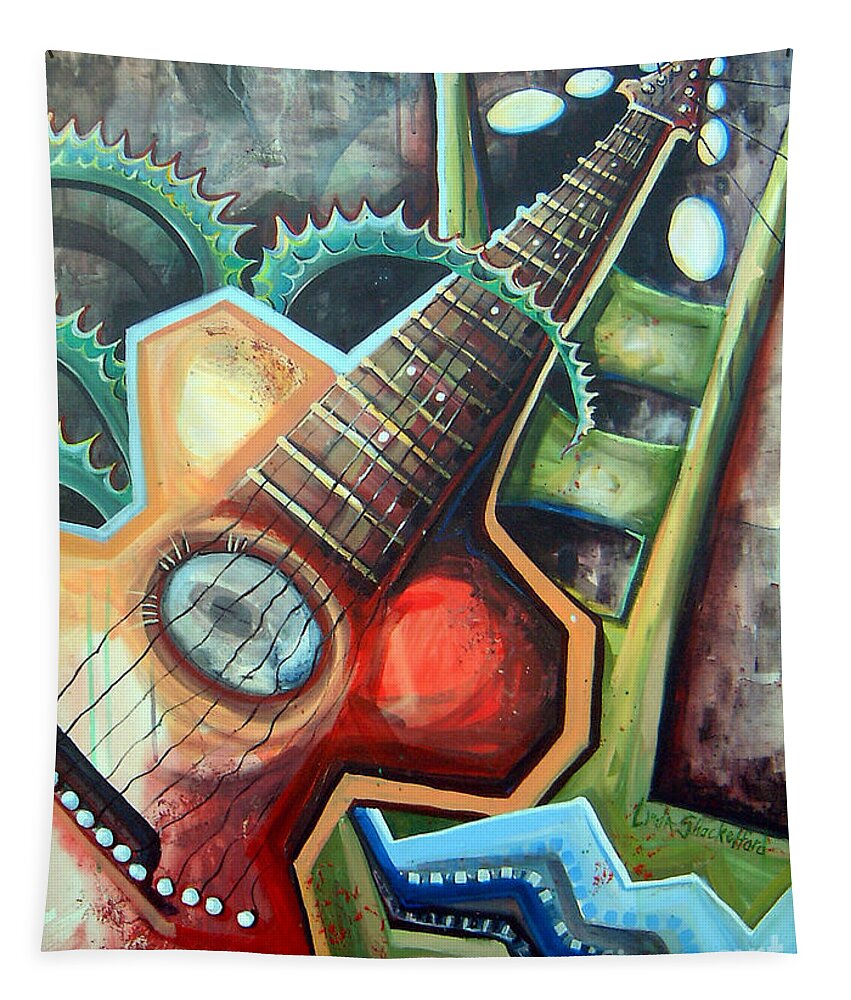 Music Tapestry featuring the painting Sit Down Play by Linda Shackelford