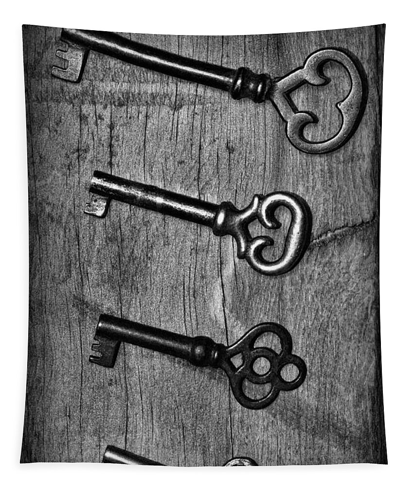Paul Ward Tapestry featuring the photograph Skeleton Keys in Black and White by Paul Ward