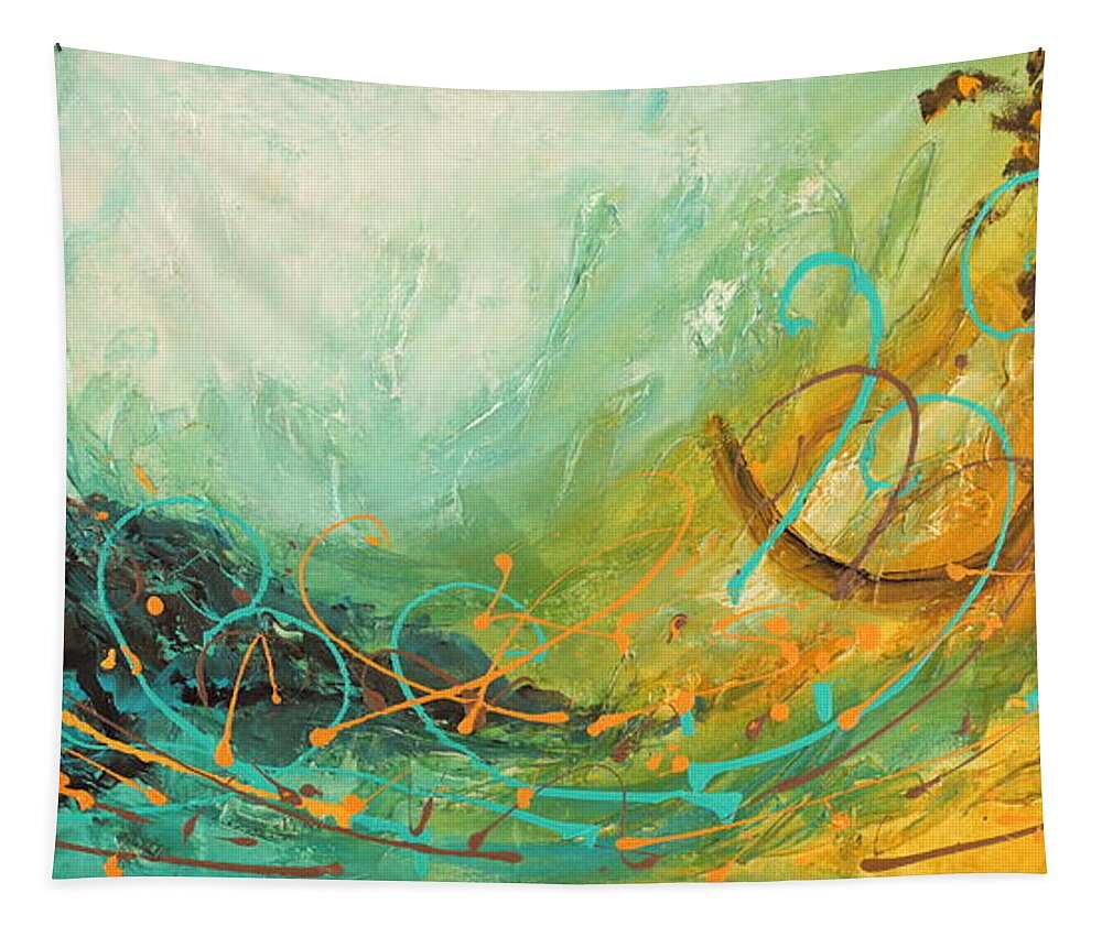 Contemporary Paintings Tapestry featuring the painting Sky Sailing by Preethi Mathialagan