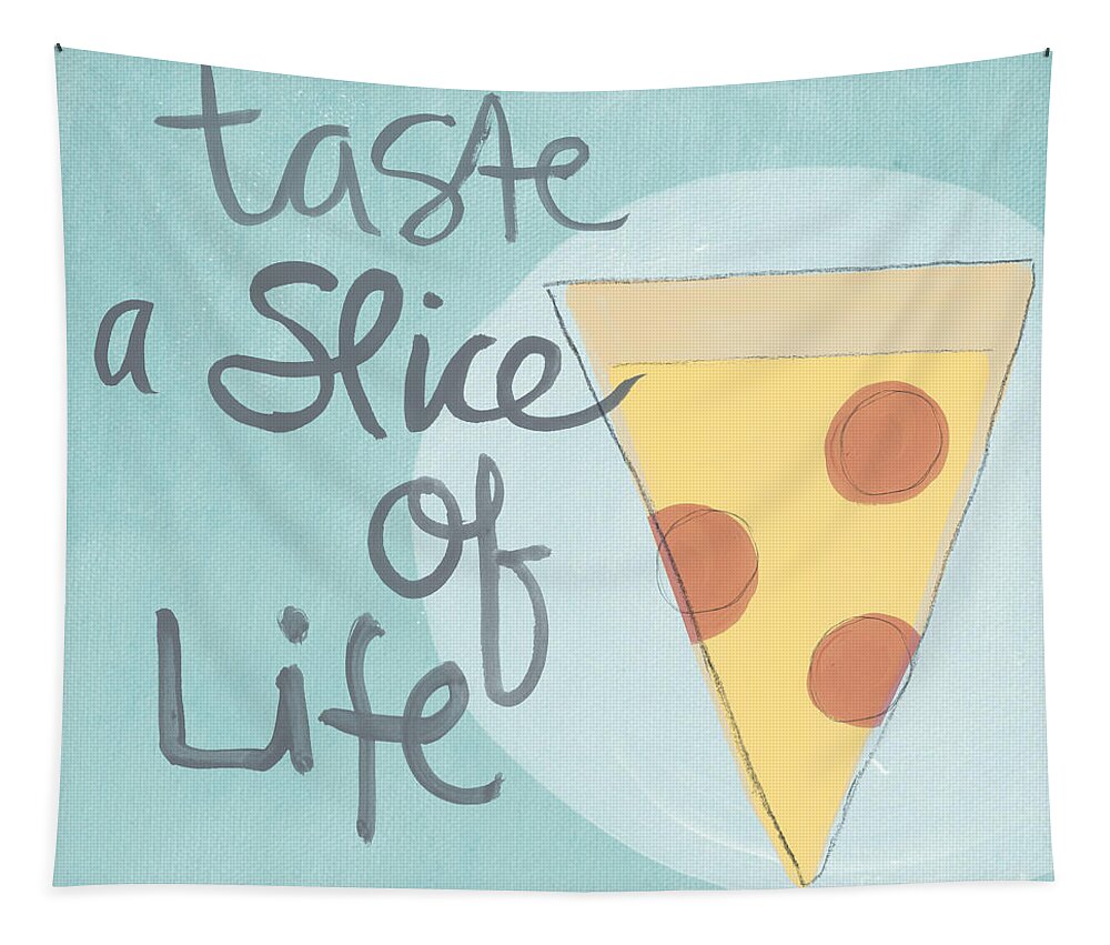 Pizza Tapestry featuring the painting Slice of Life by Linda Woods