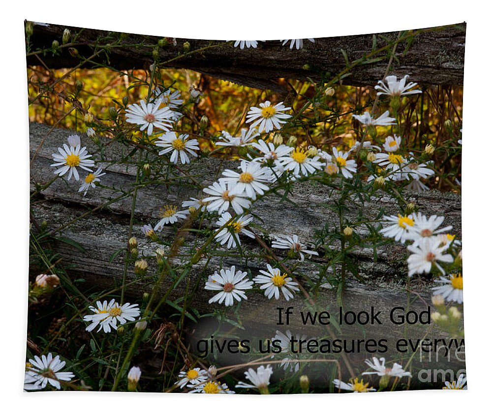 Wood Fence Tapestry featuring the photograph Small Treasures by Sandra Clark