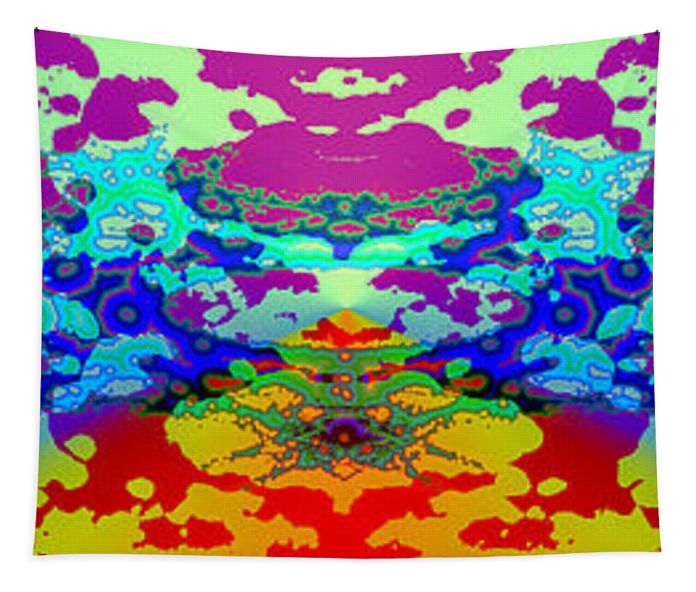 Abstract Tapestry featuring the painting Smiling Buddha Hoodoo Synthesis by Peter J Sucy