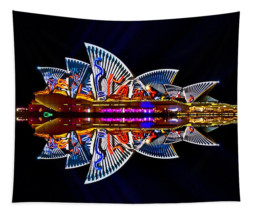 Vivid Tapestry featuring the photograph Snakes on the Opera House by Miroslava Jurcik