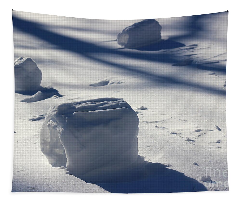 Winter Tapestry featuring the photograph Snow Roller Trio in Shadows by Karen Adams