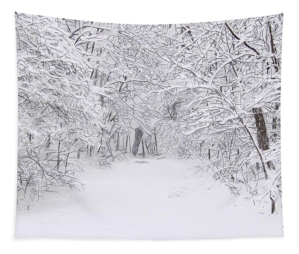 Trees Tapestry featuring the painting Snow Scene Tree Branches by Bruce Nutting