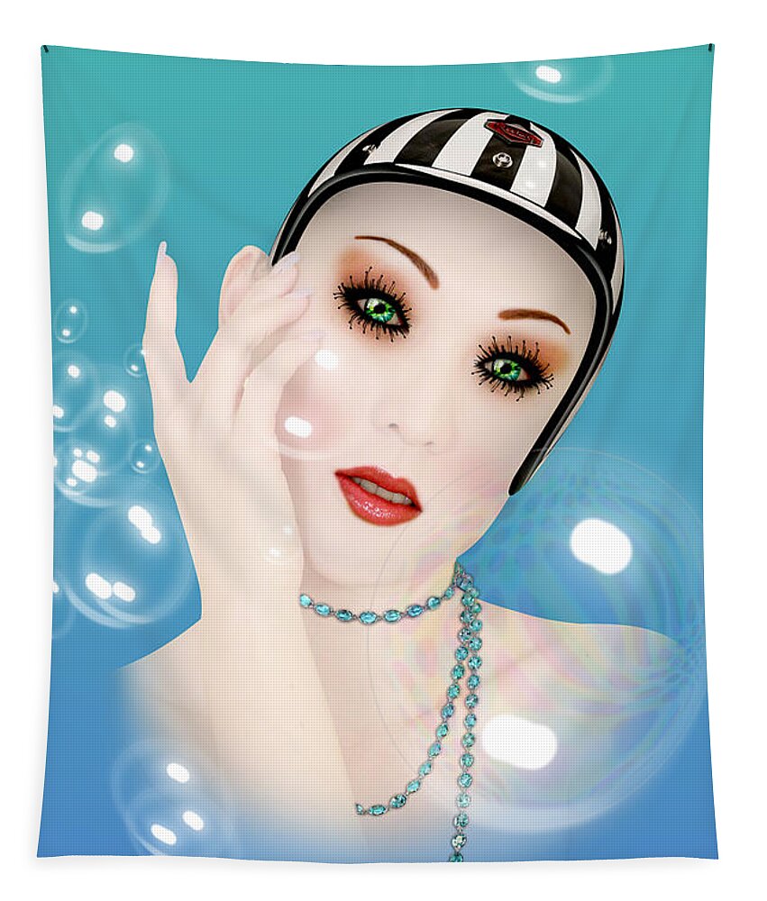 Soap Bubble Tapestry featuring the digital art Soap Bubble woman by Mark Ashkenazi