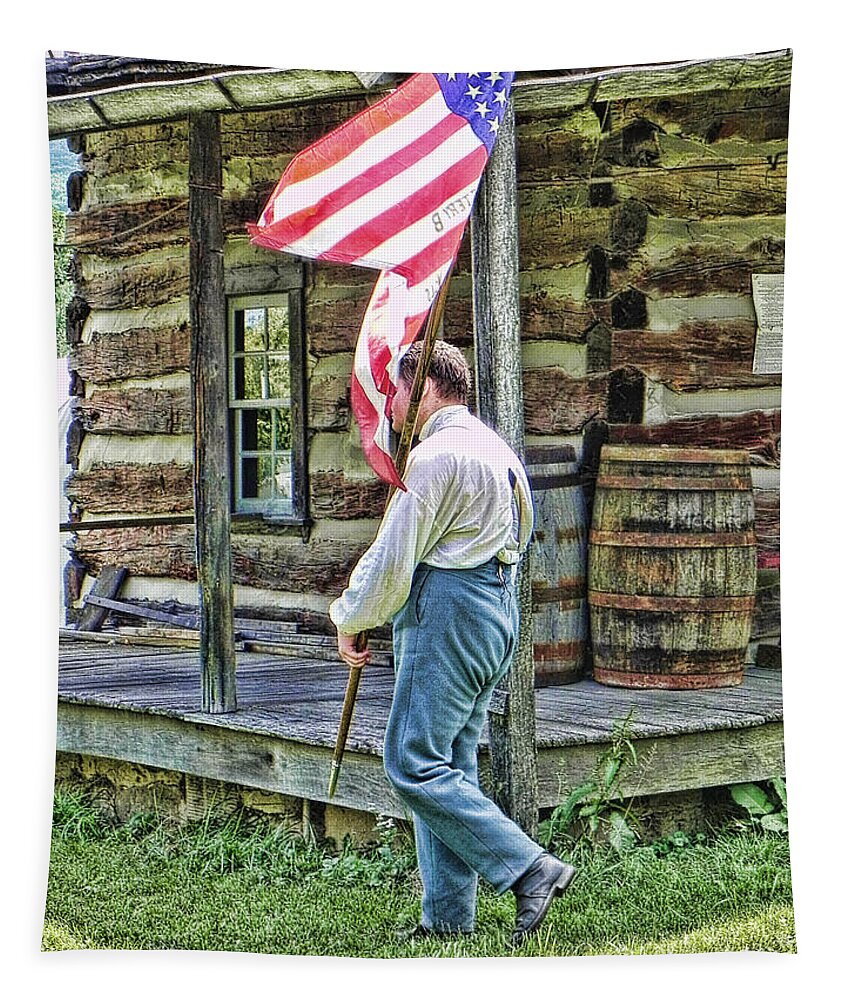Soldier Tapestry featuring the photograph Soldier at Bedford Village PA by Kathy Churchman