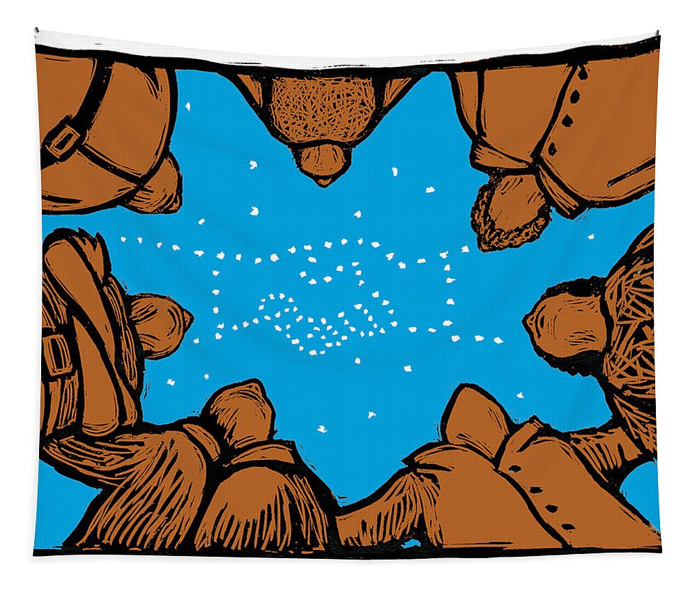 Solidarity Tapestry featuring the mixed media Solidarity in Stars by Ricardo Levins Morales