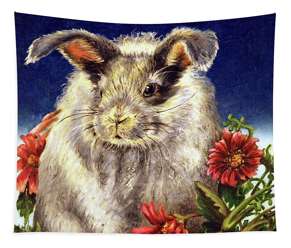 Linda Simon Tapestry featuring the painting Some Bunny is a Fuzzy Wuzzy by Linda Simon