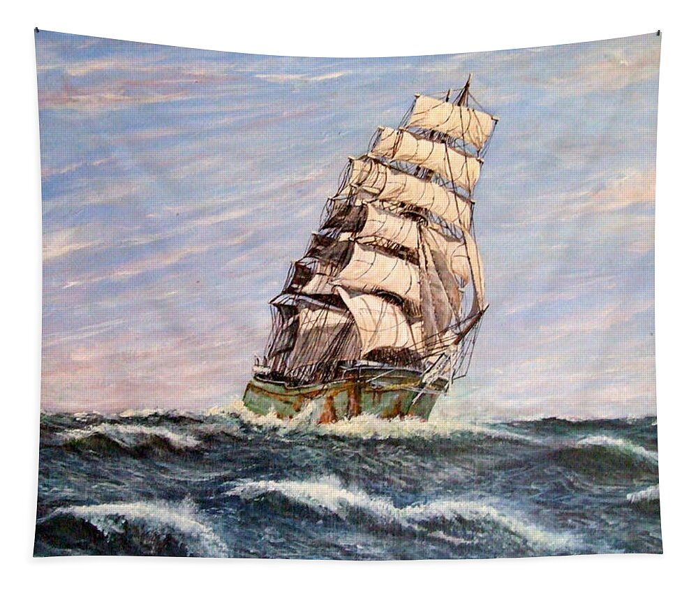 Ship Tapestry featuring the painting Sophocles At Sea by Mackenzie Moulton