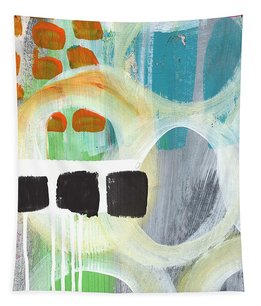 Abstract Tapestry featuring the painting South- abstract expressionist art by Linda Woods
