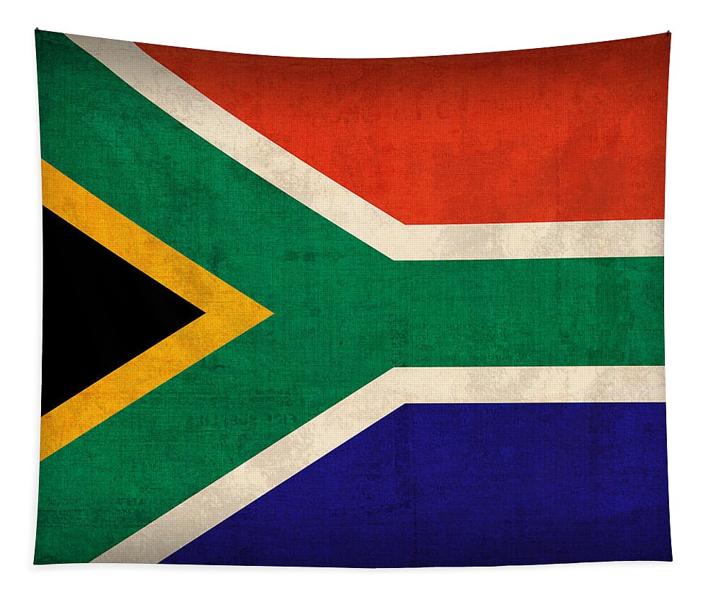 South Africa Flag Vintage Distressed Finish Tapestry featuring the mixed media South Africa Flag Vintage Distressed Finish by Design Turnpike
