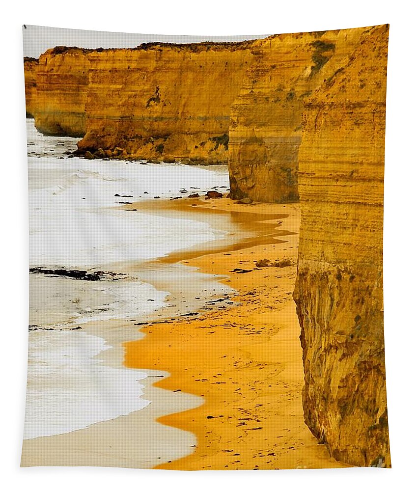 Color Photo Tapestry featuring the digital art Southern Ocean Cliffs by Tim Richards