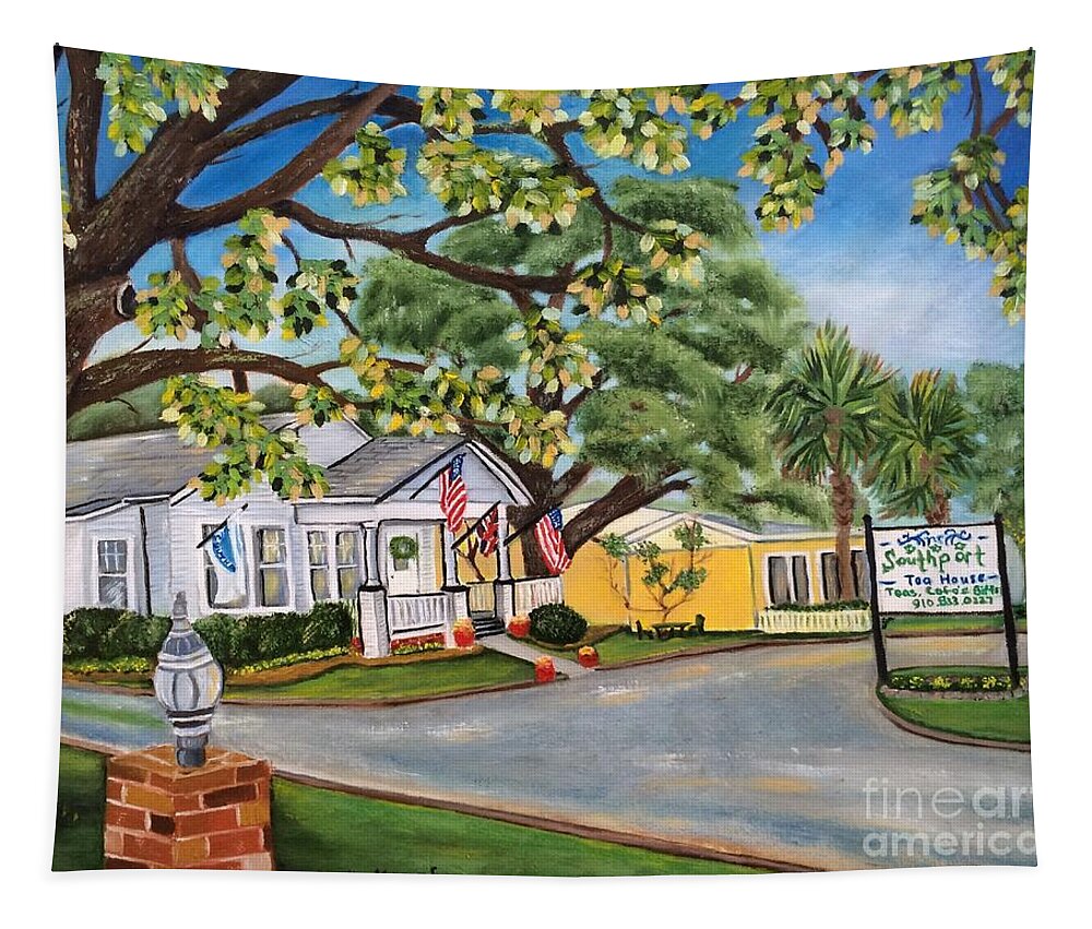 Art Tapestry featuring the painting Southport Tea House by Shelia Kempf