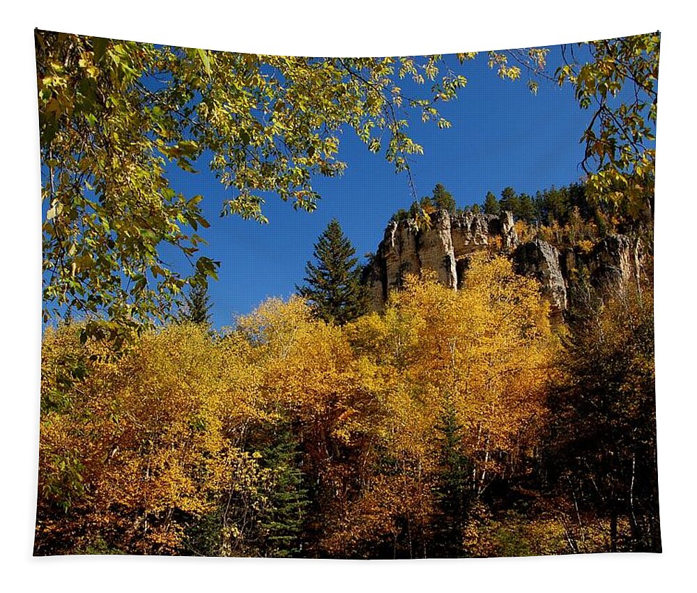 Spearfish Tapestry featuring the photograph Spearfish Canyon in Autumn Color by Greni Graph