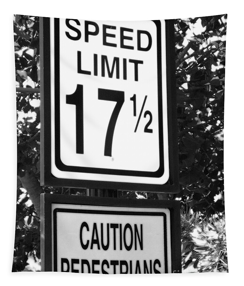 Traffic Sign Tapestry featuring the photograph Specific Speed Limit by Barbie Corbett-Newmin