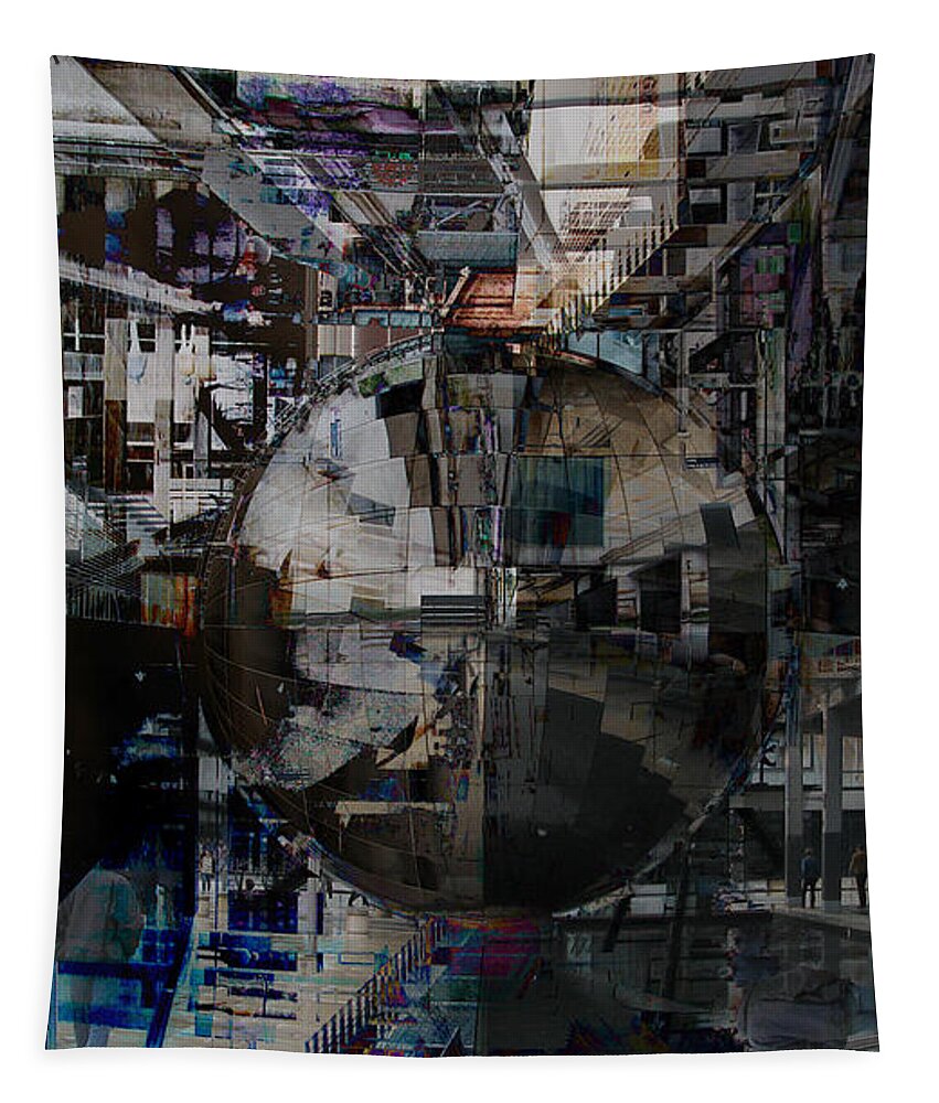 Abstract Tapestry featuring the photograph Sphere and Reflections by Stephanie Grant