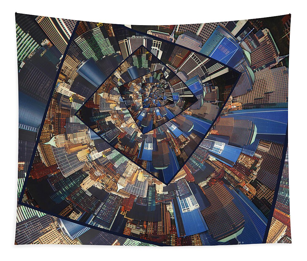 Graphic Design Tapestry featuring the photograph Spinning City Walls by Phil Perkins