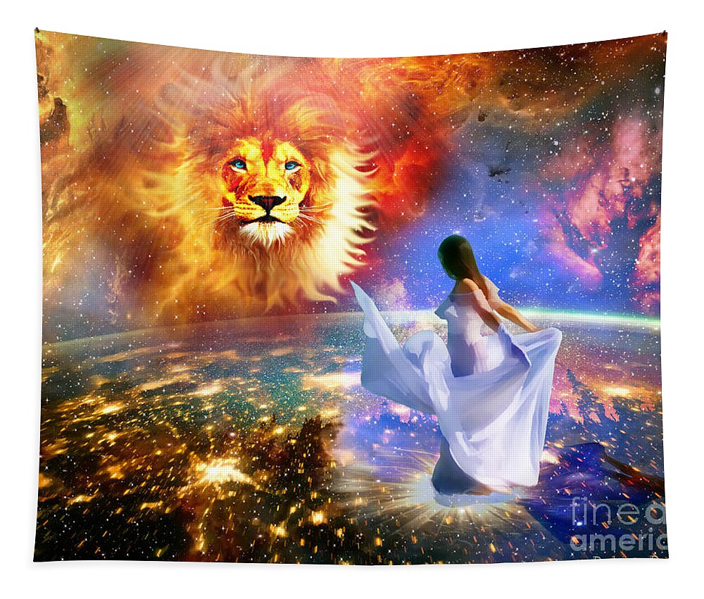 Lion Of Judah Bride Of Christ On Earth As It Is In Heaven Intimacy Tapestry featuring the digital art Spirit and Truth by Dolores Develde