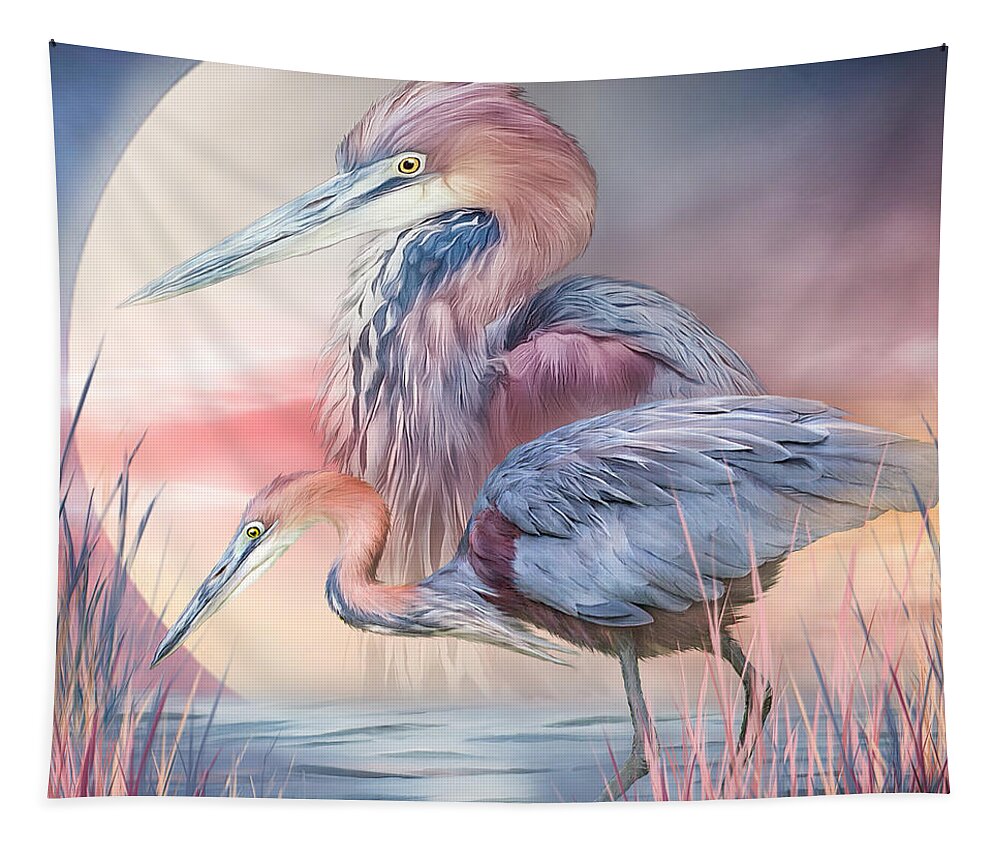 Heron Tapestry featuring the mixed media Spirit Of The Heron by Carol Cavalaris